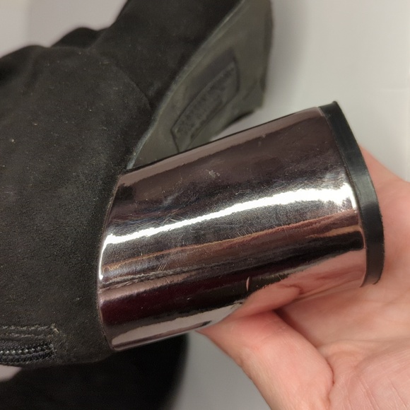 Christian Siriano Black Suede Booties With Metallic Block Heel- Women's Size 7.5 - Picture 8 of 13